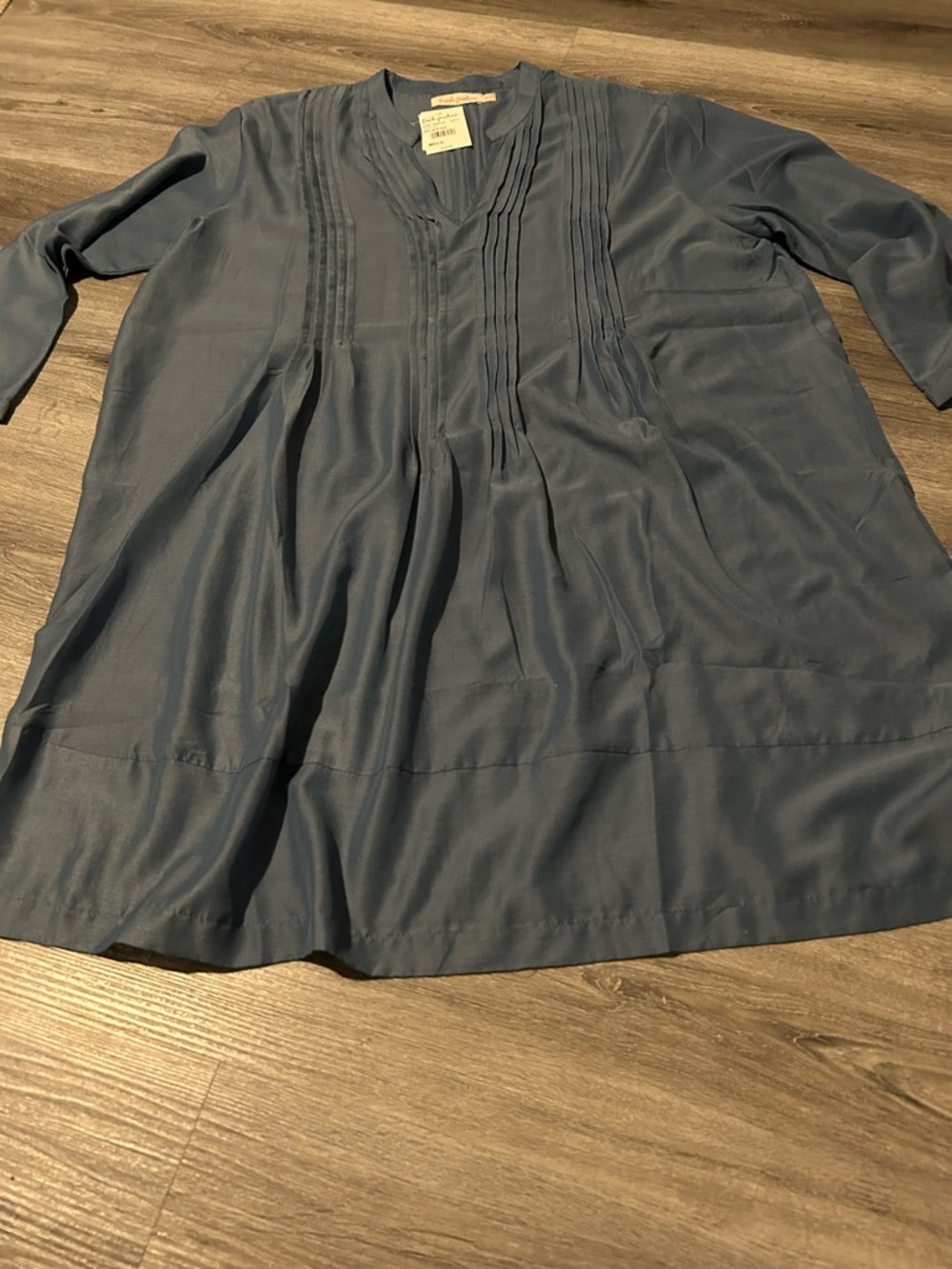 fresh produce Slate Blue Pintuck V-Neck Tunic - Picture 2 of 7